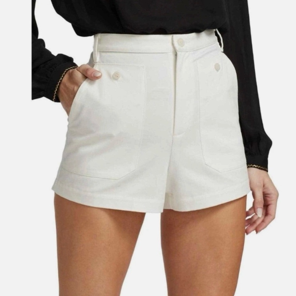 Nili Lotan White Augusta High Rise Cotton-Twill Shorts, size 8